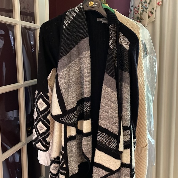 Vince Graphic Textured Sweater Cardigan Coat, small - Picture 2 of 3